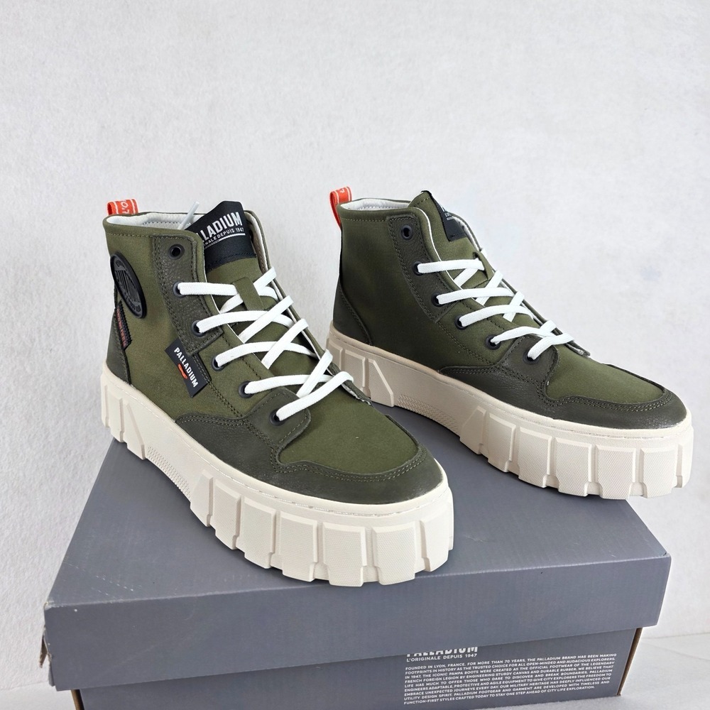 Palladium Pallatower Hi‎ Women's Platform Boots Size 9.5 Olive Night New in  Box - Picture 3 of 9